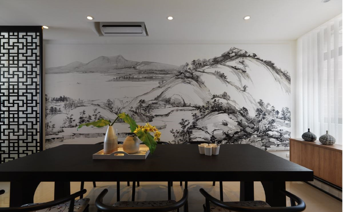 新中式别墅装修实景图丨融入传统水墨画的视界,挥洒禅意人生