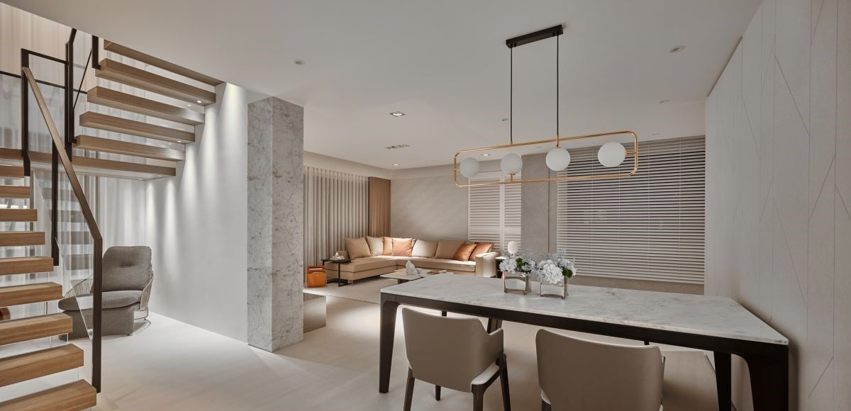 跃式楼装修效果图丨简约温润的现代风,生活与孝亲都有品质